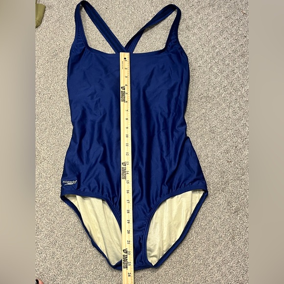 Speedo Swimsuit One-Piece Women's Size 14L Navy Blue Built In Bra - Picture 9 of 11